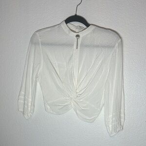 Chic white Women's Blouse with Twist Front